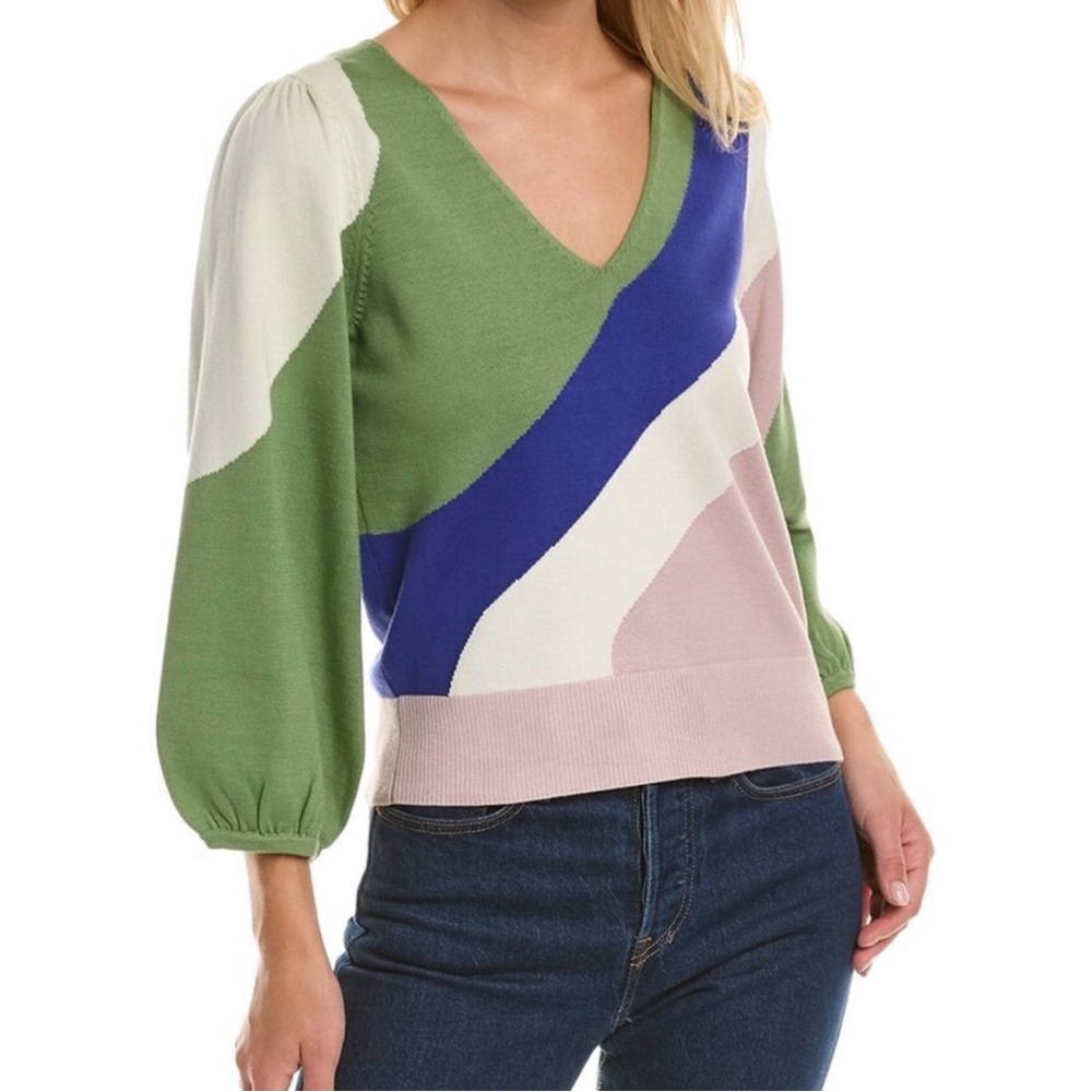 Joie Sunland Intarsia Colorblock Cotton Sweater